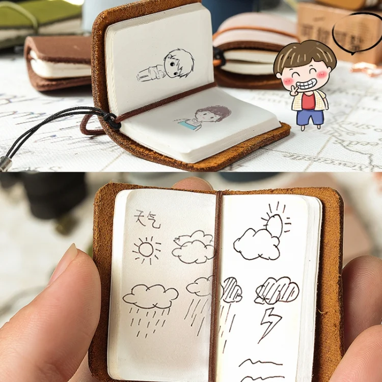 TBD0598889901_B1.webp Ultra-Small Mini TN Hand Account Book Leather Notebook Portable Travel Diary - Image 2