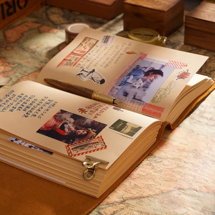 TBD0598891201_B4.webp Handmade Sketchbook Cowhide Notebook Retro Notepad Notebook Diary Gift - Image 5