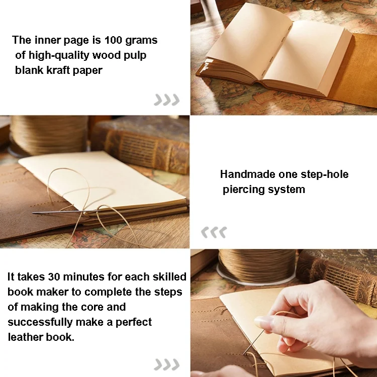 TBD0598891201_B5.webp Handmade Sketchbook Cowhide Notebook Retro Notepad Notebook Diary Gift - Image 6