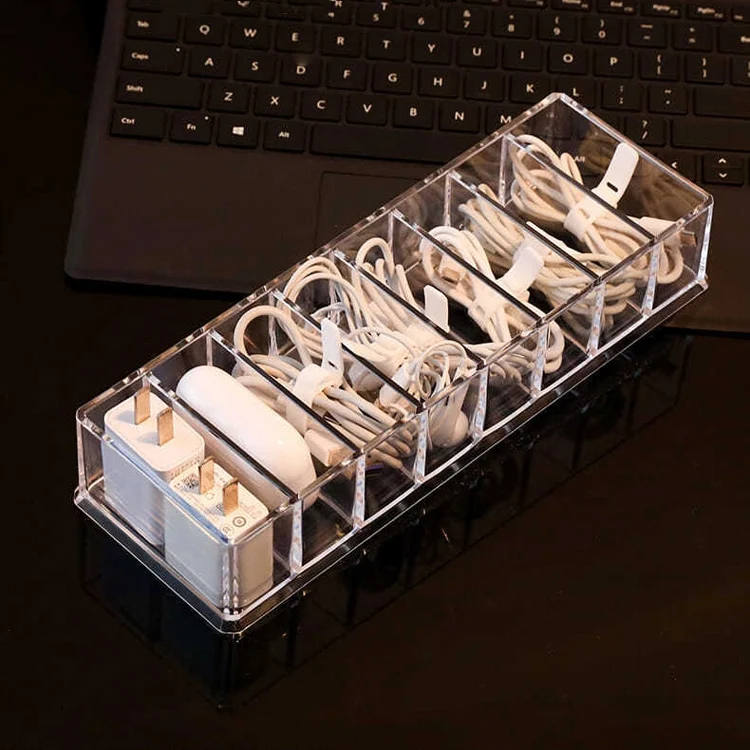 TBD0599236601.webp Dust Storage Line Box Hub Finishing Box Desktop Data Cable Storage Box, Specification: 8 Grid Basic - Image 1