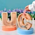 Wooden English Alphabet Piggy Bank Transparent Acrylic Piggy Bank - Image 5