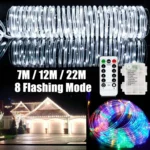 Holiday Party Decoration Tube String Lights LED Garden Decoration Casing Light with Remote Control, Spec: - Image 3