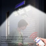 TG-TY085 Solar 4-Head Rotatable Wall Light with Remote Control Body Sensing Outdoor Waterproof Garden Lamp, Style: - Image 3