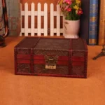 Desktop Book Finishing Retro Box Wooden Jewelry Storage Box With Lock