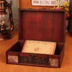 Desktop Book Finishing Retro Box Wooden Jewelry Storage Box With Lock - Image 5
