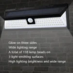Solar 3-Sides Floodlit Motion Sensing Wall Light Outdoor Garden Corridor Street Light - Image 3
