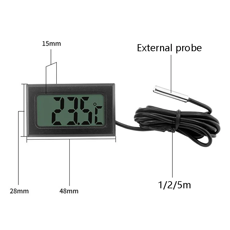 TBD0600405101_B2.webp Fish Tank Digital Thermometer Waterproof Probe Electronic Measuring Thermometer, Line Length: 5m (Black) - Image 3