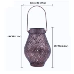 Outdoor Courtyard Wrought Iron LED Solar Portable Hollow Lantern - Image 3