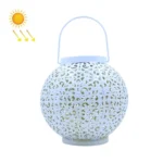 Outdoor Garden Decoration LED Solar Wrought Iron Hollow Ball Shape Portable Lamp