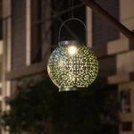 Outdoor Garden Decoration LED Solar Wrought Iron Hollow Ball Shape Portable Lamp - Image 5