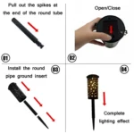 Outdoor Garden Wrought Iron Hollow Stars Moon Lantern Solar LED Lawn Ground Light - Image 3