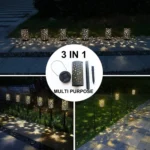 Outdoor Garden Wrought Iron Hollow Stars Moon Lantern Solar LED Lawn Ground Light - Image 4