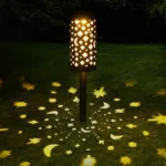 Outdoor Garden Wrought Iron Hollow Stars Moon Lantern Solar LED Lawn Ground Light - Image 6