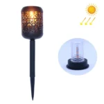 Outdoor Garden Solar 10 LED Flame Lamp Ground Plug Lawn Light