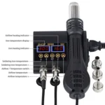 Hot Air Desoldering Station Dual Digital Display Two In One Temperature Control Electric Soldering Iron Soldering Station, - Image 5