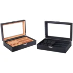 6+3 PU Watch Glasses Case Carbon Fiber PU Skin Watch Box Sunglasses Box - Image 2