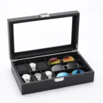 6+3 PU Watch Glasses Case Carbon Fiber PU Skin Watch Box Sunglasses Box - Image 7