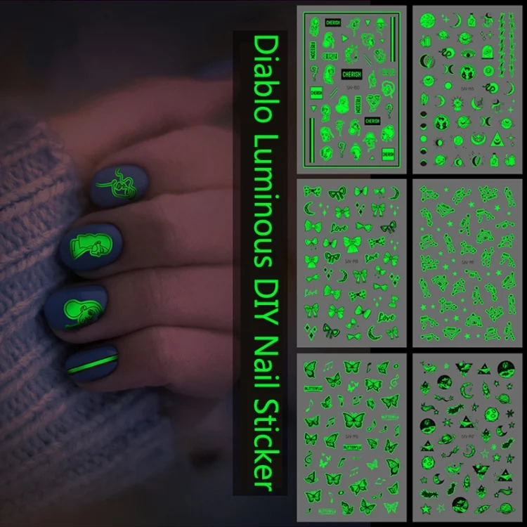 TBD0601634801_B4.webp 10 PCS Waterproof Sweat Proof Environmental Luminous DIY Nail Stickers - Image 5