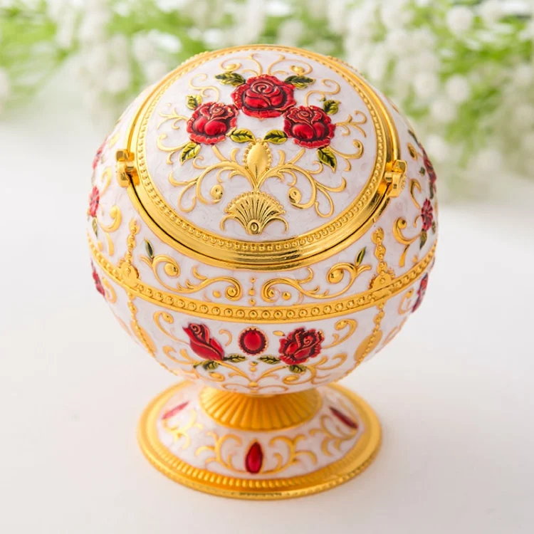 Metal Globe Ashtray With Lid Holiday Gift Tea Table Decoration