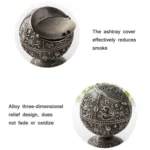 Retro Metal Spherical Ashtray With Lid Home Living Room Decoration Ornaments - Image 2