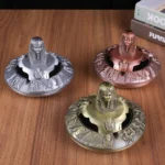 Retro Zinc Alloy Egyptian Pharaoh Shape Ashtray With Lid - Image 2