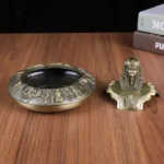 Retro Zinc Alloy Egyptian Pharaoh Shape Ashtray With Lid - Image 5