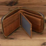 9039 RFID Antimagnetic Leather Zipper Wallet - Image 2