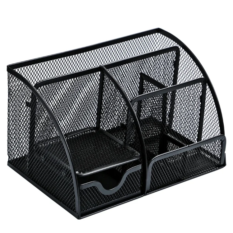 Deli 9200 Full Metal Hollow Pen Holder Office Supplies Storage Box