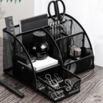 Deli 9200 Full Metal Hollow Pen Holder Office Supplies Storage Box - Image 3