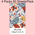 4 Packs 50 Sheets/Pack  Green Leaf Rectangular Stickers Gift Box Sealing Stickers