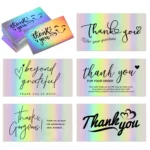 50 Sheets /Pack Laser Rainbow Thank You Card Gift Wrapping Thank You Card - Image 2