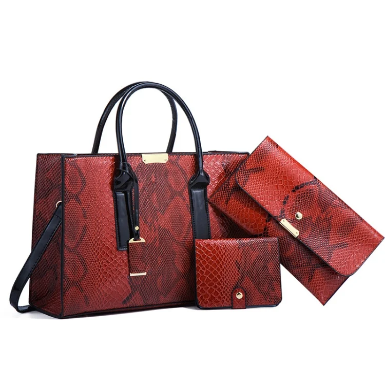 TBD0601719901A.webp 5168-1 3 In 1 Snakeskin Pattern Fashion Diagonal Handbag - Image 1