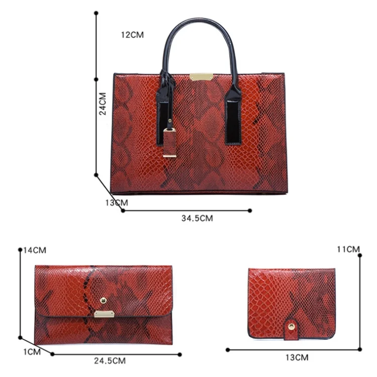 TBD0601719901_B3.webp 5168-1 3 In 1 Snakeskin Pattern Fashion Diagonal Handbag - Image 4
