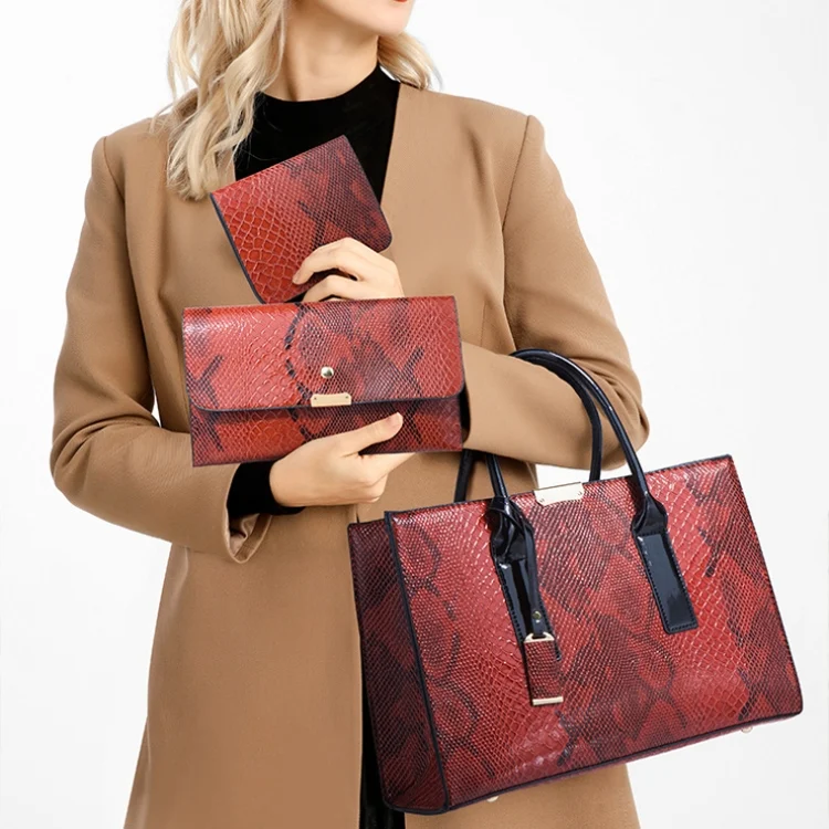 TBD0601719901_B6.webp 5168-1 3 In 1 Snakeskin Pattern Fashion Diagonal Handbag - Image 7