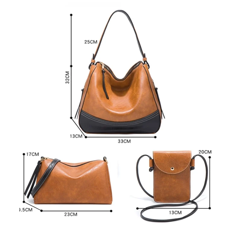 TBD0601721701_B3.webp 21506 4 in 1 Simple Color-Block Diagonal Handbags Fashion Large Capacity Soft Leather Bags - Image 4