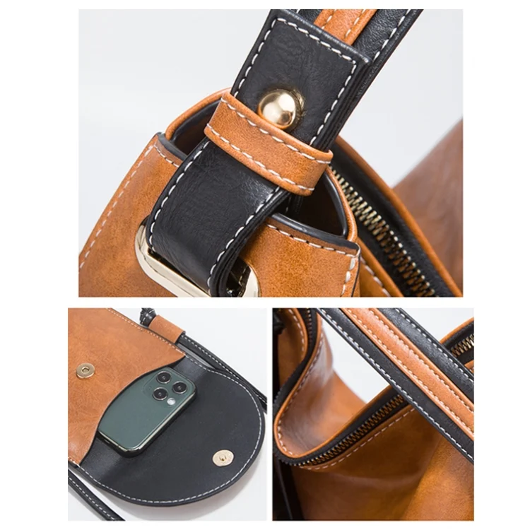 TBD0601721701_B5.webp 21506 4 in 1 Simple Color-Block Diagonal Handbags Fashion Large Capacity Soft Leather Bags - Image 6
