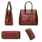 T5056 2 in 1 Crocodile Pattern Patent Leather Diagonal Handbags Large-Capacity Single-Shoulder Bag - Image 4
