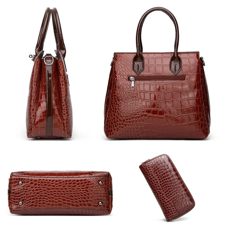 TBD0601732401_B3.webp T5056 2 in 1 Crocodile Pattern Patent Leather Diagonal Handbags Large-Capacity Single-Shoulder Bag - Image 4