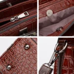 T5056 2 in 1 Crocodile Pattern Patent Leather Diagonal Handbags Large-Capacity Single-Shoulder Bag - Image 6