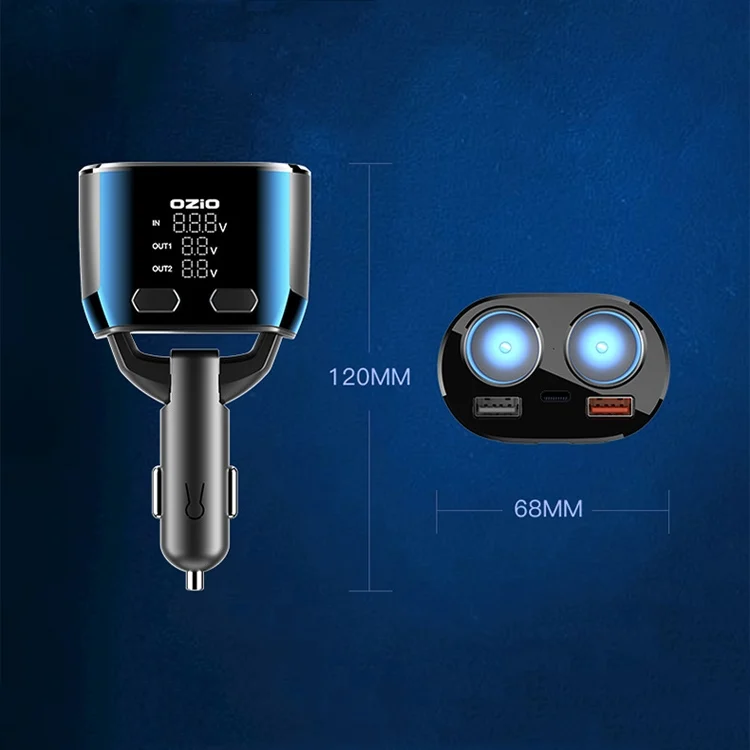 TBD0601812901_B2.webp Ozio Car Charger Cigarette Lighter Conversion Plug USB Car Fast Flashing Charger - Image 3