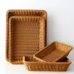 A1744 Rattan Basket Food Fruit Storage Basket Rectangular Fruit Plate, Size: - Image 2