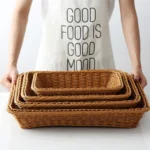 A1744 Rattan Basket Food Fruit Storage Basket Rectangular Fruit Plate, Size: - Image 5