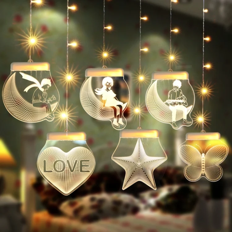 2m Romantic Girl Icicle Lamp Window Decoration Hanging Lamp, Style: