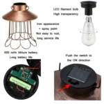 Outdoor Solar Waterproof Wrought Iron LED Hanging Light - Image 3
