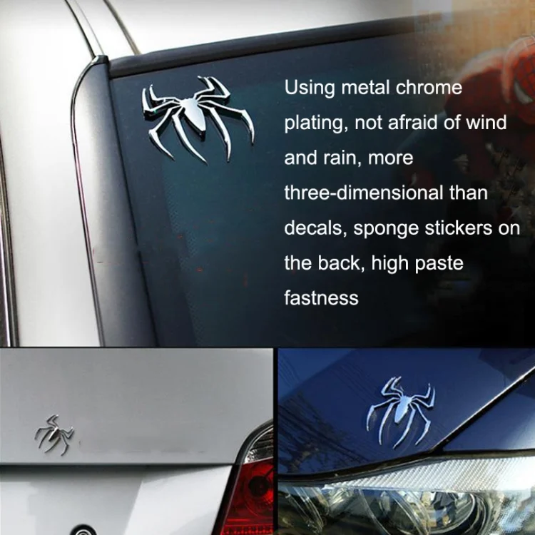 TBD06019667_3.webp 10 PCS Metal Three-Dimensional Spider Car Sticker, Color Random Delivery - Image 4