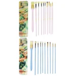 10 PCS/Set Fine Art Pig Bristle Fishtail Gouache Brush With Iron Box - Image 2