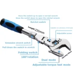 10 Inch Multifunctional Folding Shaking Head Ratchet Wrench Bathroom Wrench - Image 3