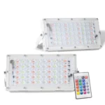 50W LED RGB Waterproof Ultra-light Outdoor Flood Light with Remote Control - Image 2