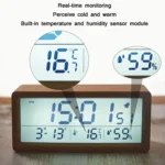 1906 Solid Wood Luminous Clock Large Screen Temperature And Humidity Clock - Image 5