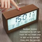1906 Solid Wood Luminous Clock Large Screen Temperature And Humidity Clock - Image 6